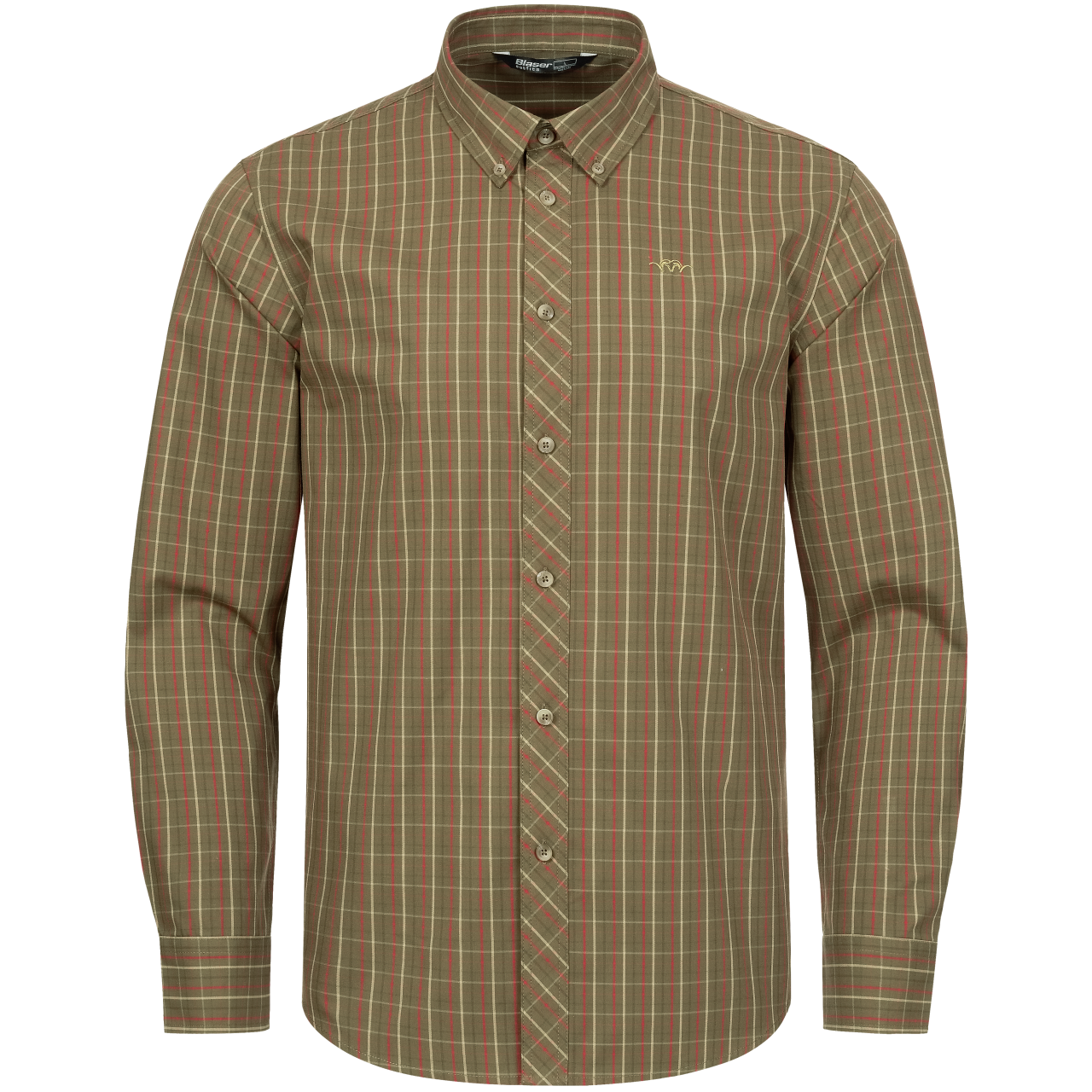 Blaser Herren Hemd Tristan 22 dunkel olive/rot kariert