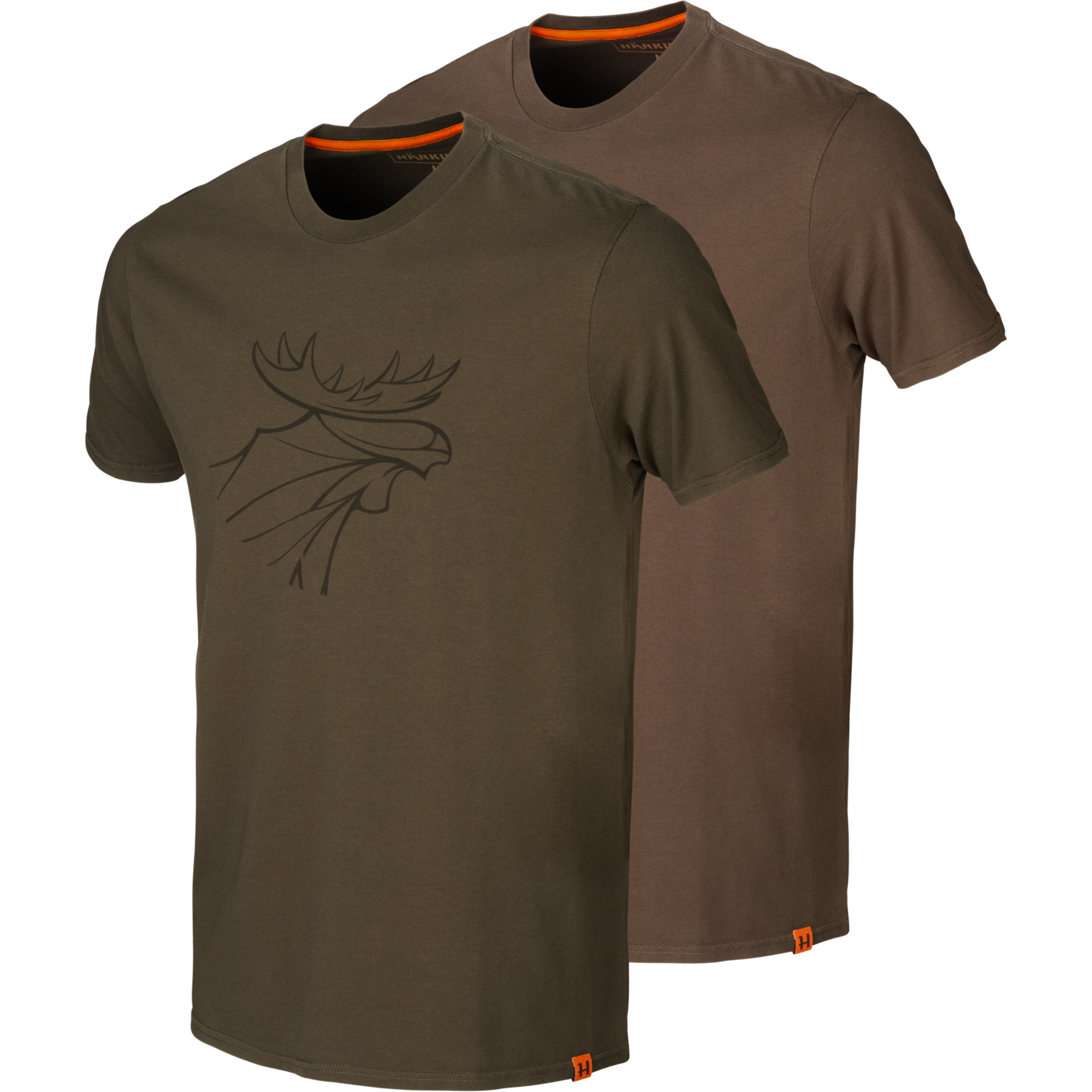 Härkila Graphic T-Shirt 2-Pack Willow Green/ Slate Brown